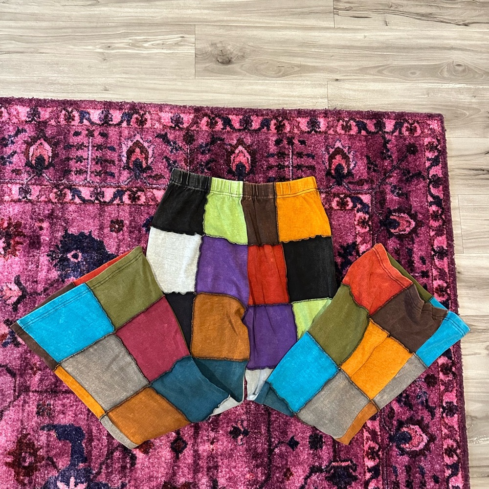 Rainbow Patchwork Flare Pants - image 2